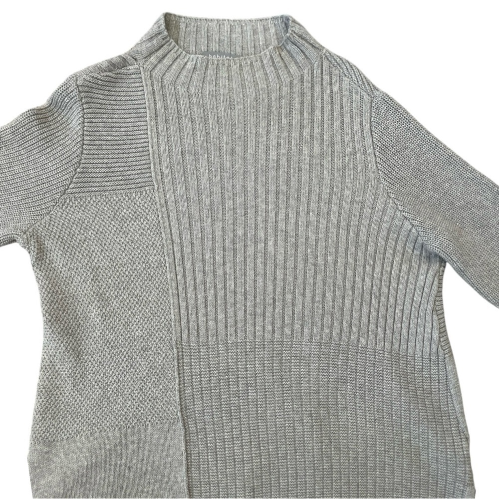 Habitat Textured Mock Neck Sweater 100% Cotton Gray Small Minimalist Neutral - Picture 6 of 14
